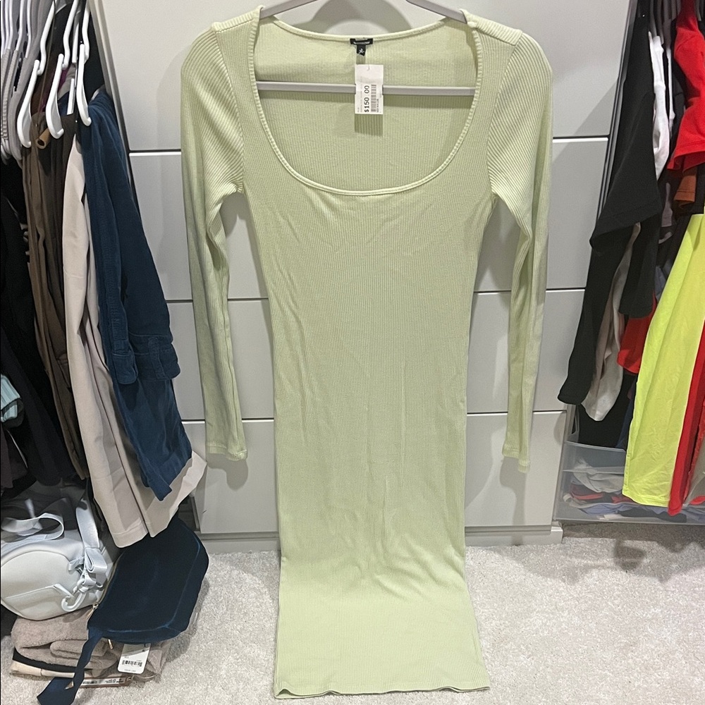 Monrow Soft Green Ribbed Dress